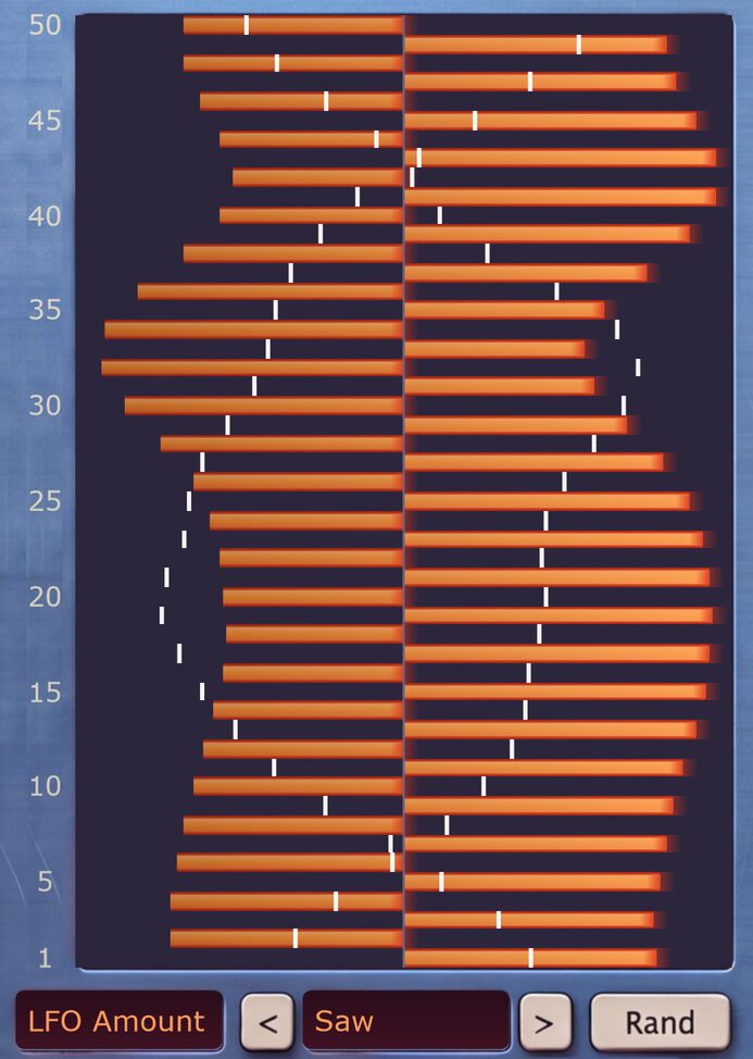 The harmonic bank in its LFO Amount view