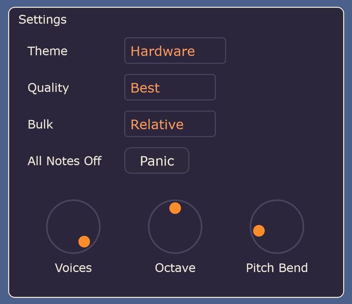 The Settings box of the Settings page