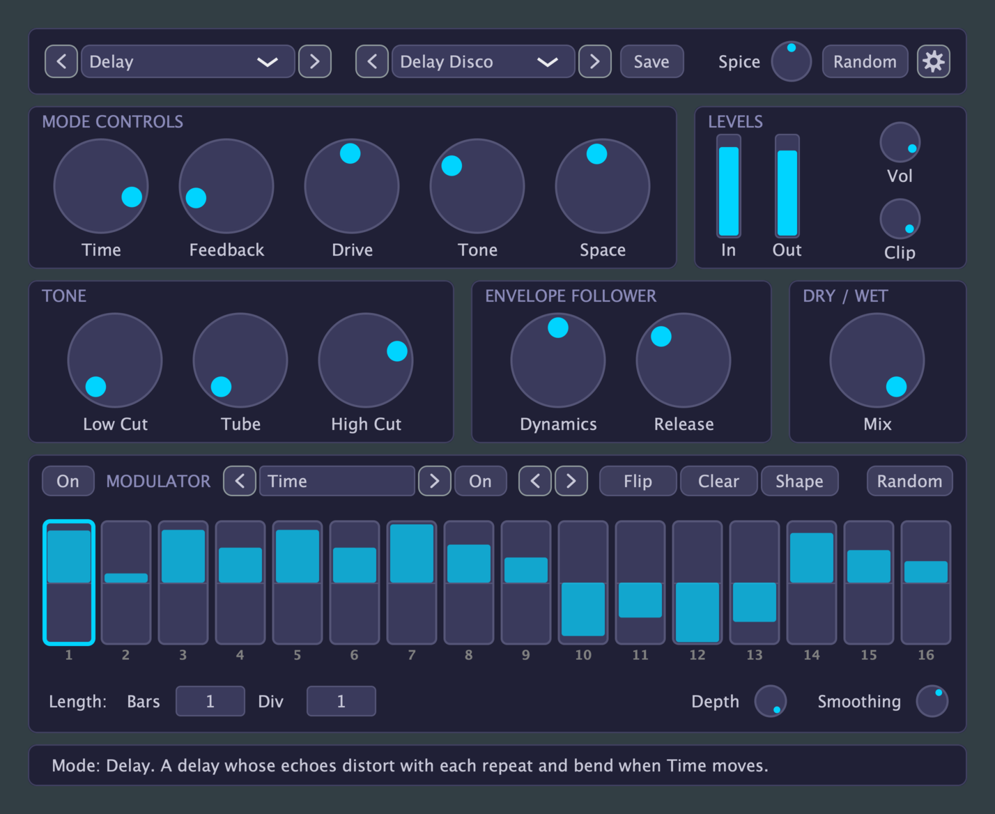 Disto Disco - dark theme, Delay mode
