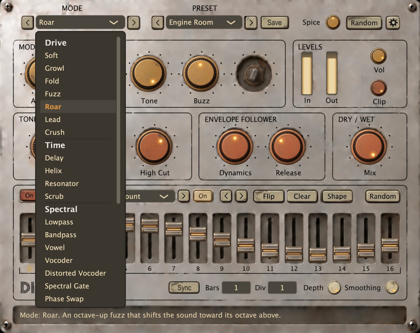 Disto Disco with the mode list open