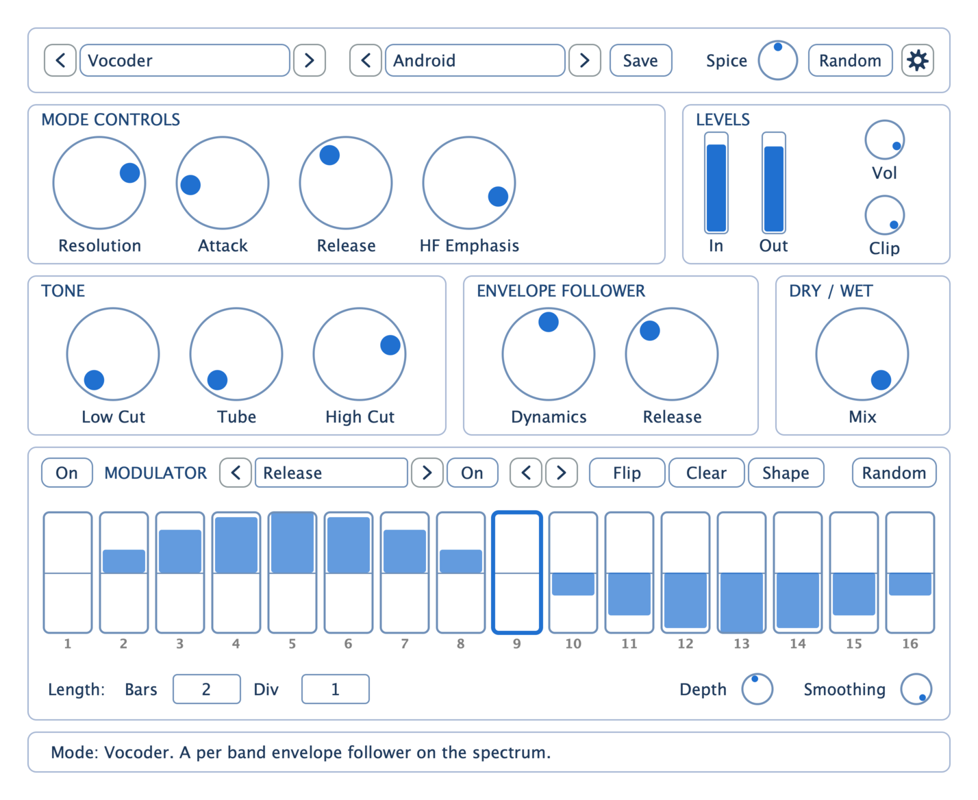 Disto Disco - light theme, Vocoder mode