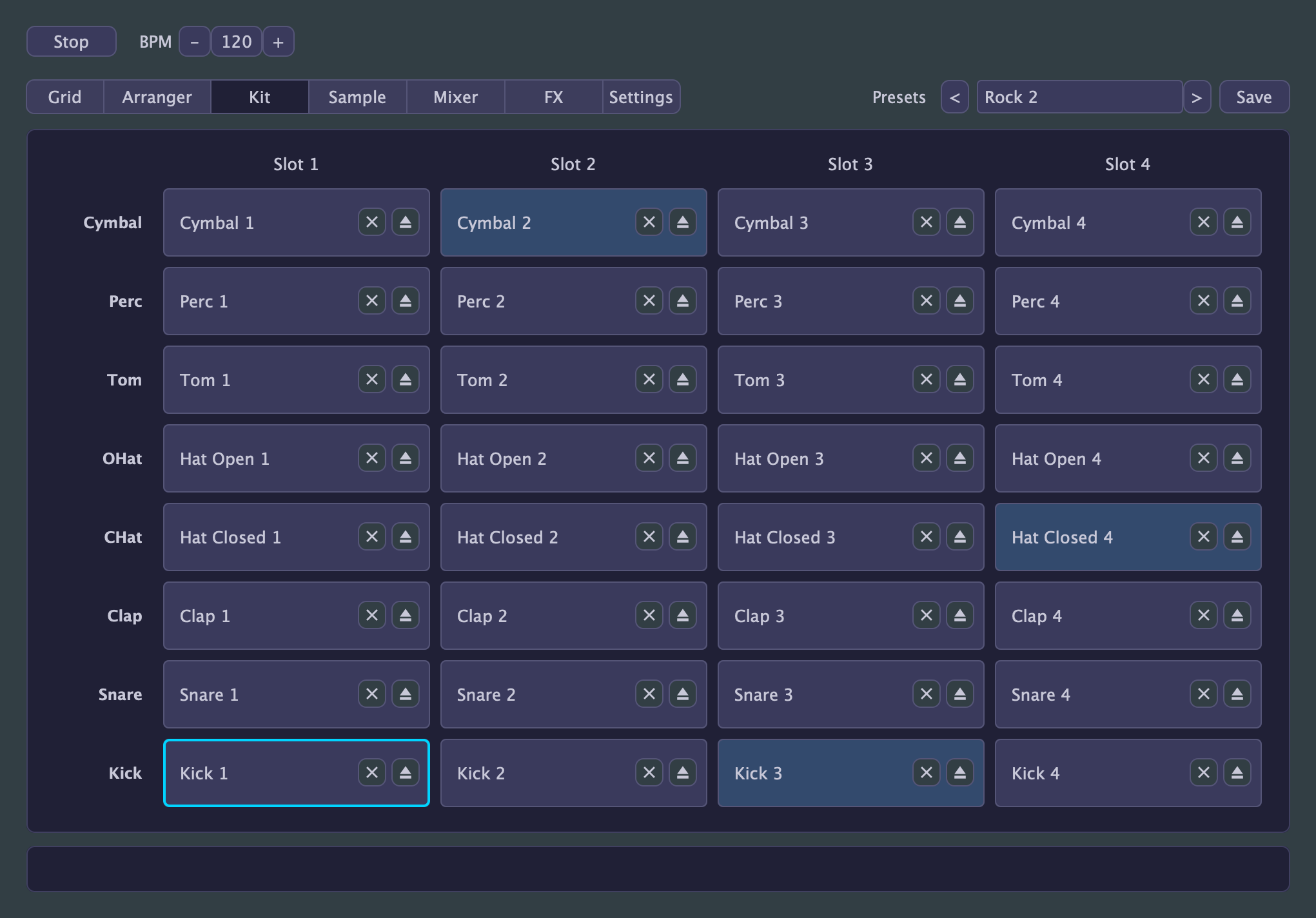 Little Drum Machine: the Kit tab